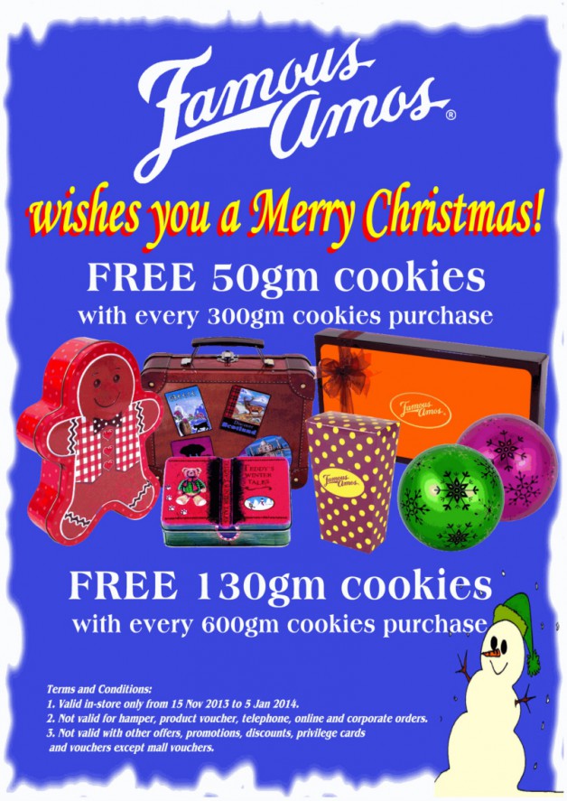famous amos cookies christmas promotion 2013 free famous amos cookies christmas promotion 2013 free
