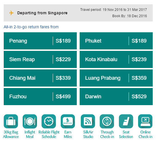 Silkair fare deals