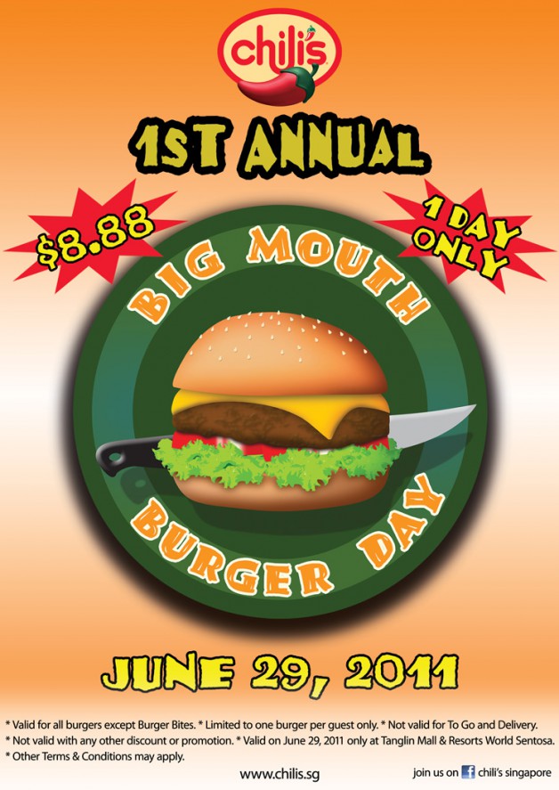 Chili's Grill & Bar 1st Annual Burger Day Great Deals Singapore