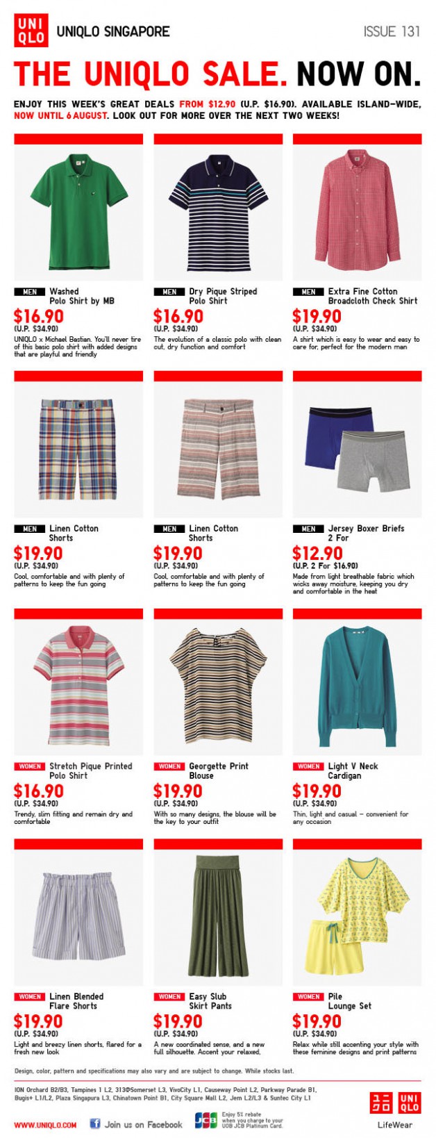 August Uniqlo Sale, Great Deals From 12.90 Great Deals Singapore