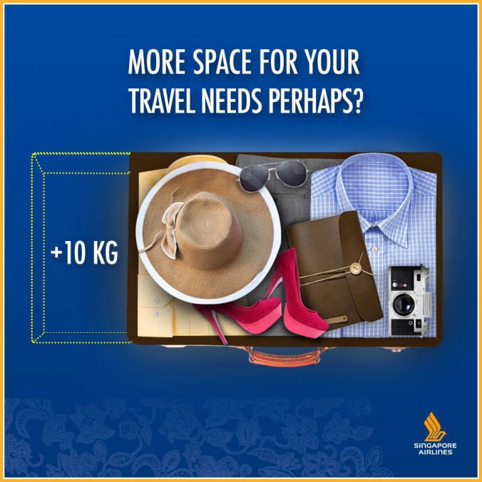 Singapore Airlines Additional 10kg Free CheckedIn Baggage Allowance