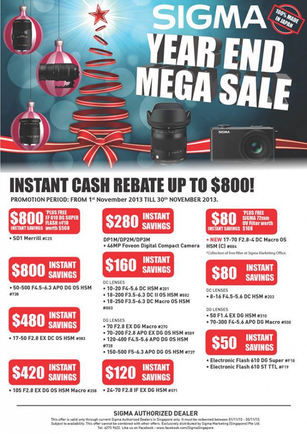 Sigma Camera & Lens Year End Mega Sale 2013, Up To 800 Savings From