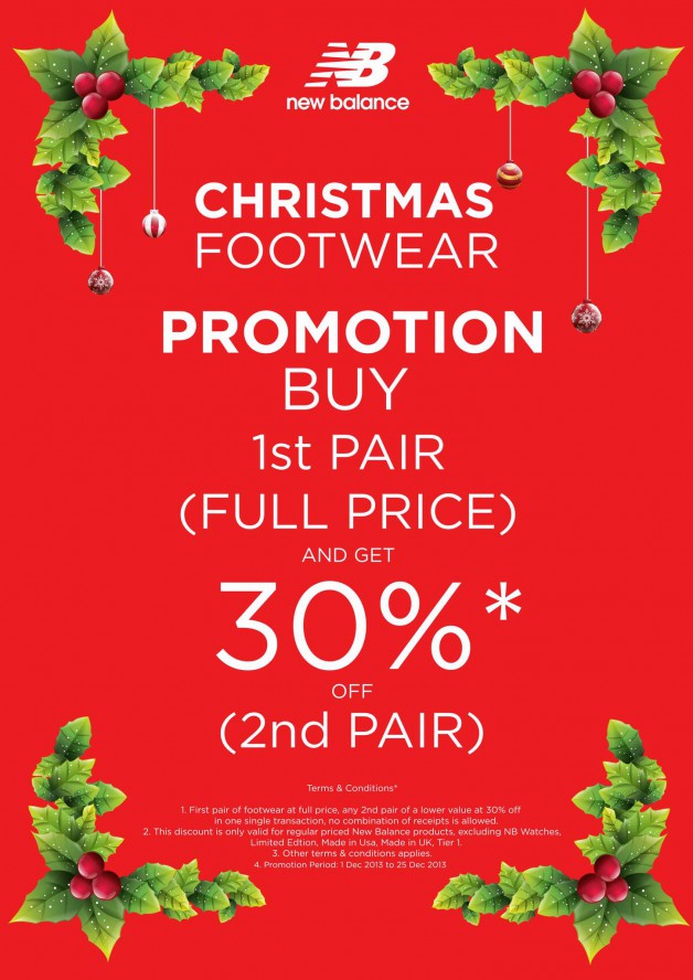 New Balance Christmas Footwear Promotion 2013: 30% Off Second Pair