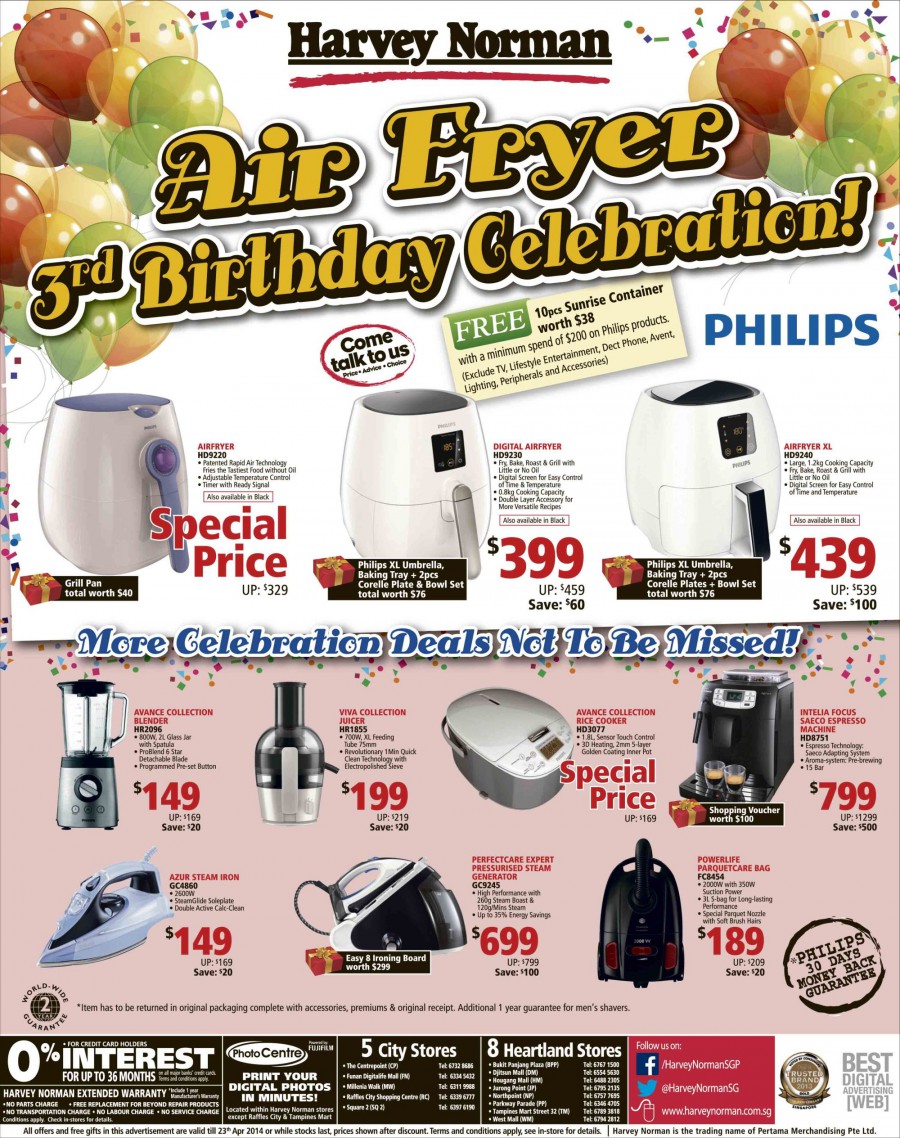 Harvey Norman Air Fryer 3rd Birthday Celebration Sale + Freebies
