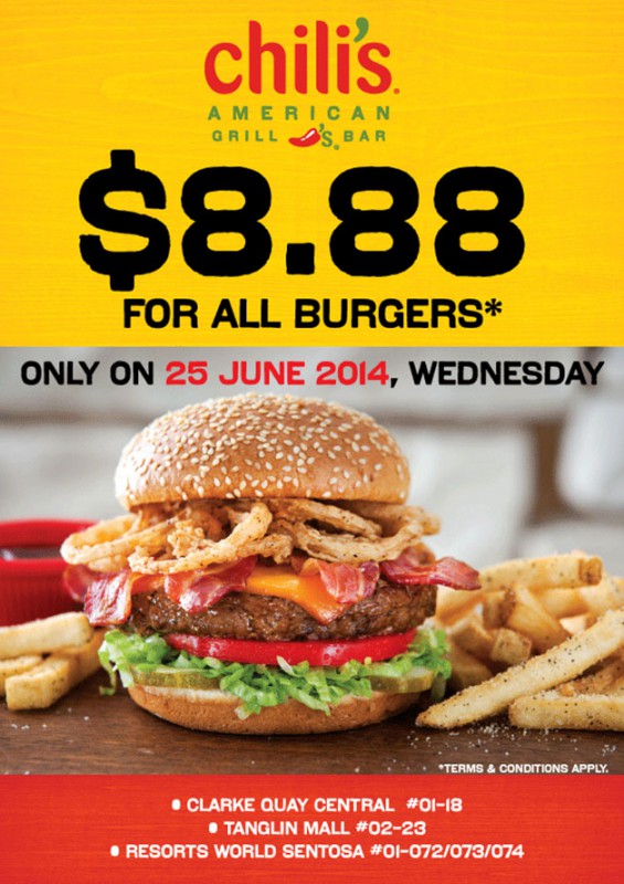 Chili's Celebrate 5th Birthday With 8.88 For All Burgers Great Deals