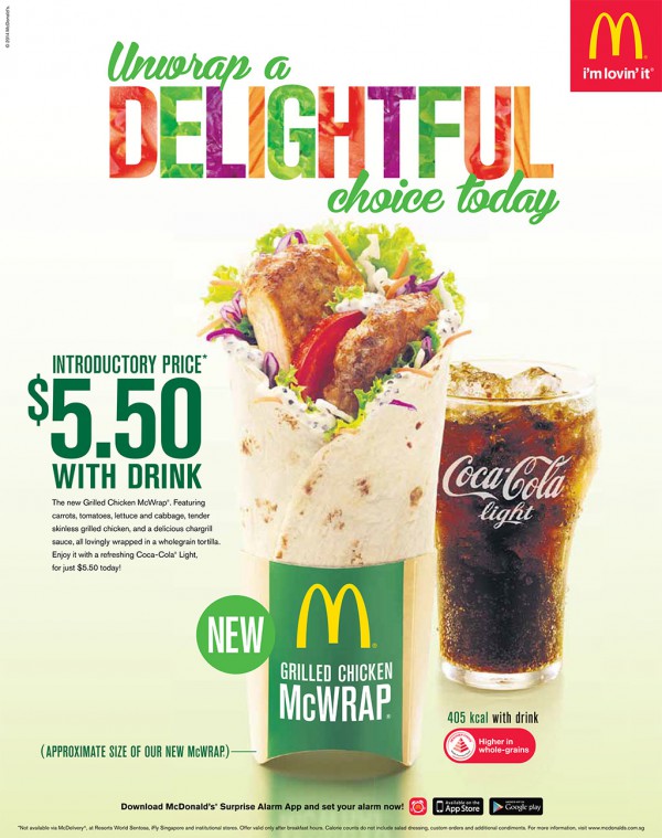 McDonald's Singapore Debuts Grilled Chicken McWrap Today Great Deals