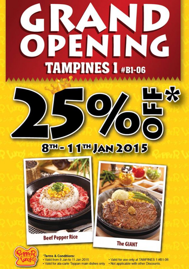 Pepper Lunch opens at Tampines 1 with 25 off Teppan main dishes