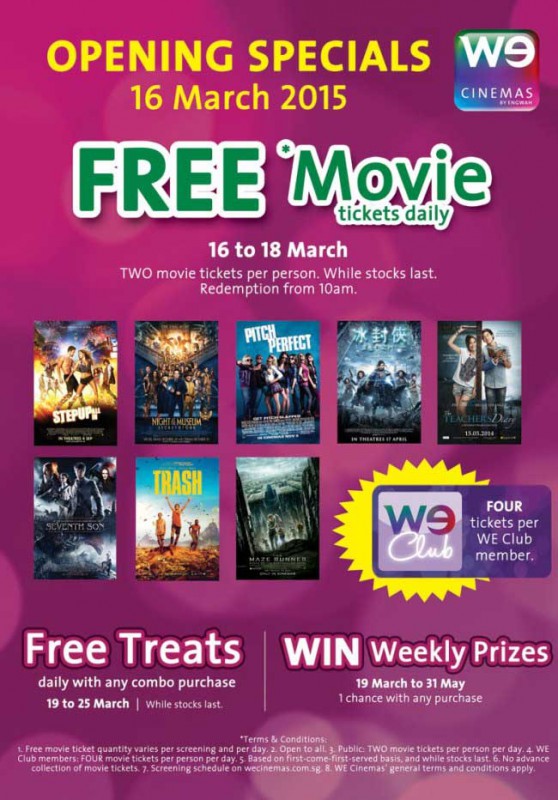 Eng Wah Cinemas giving away free movie tickets at 321 Clementi Mall