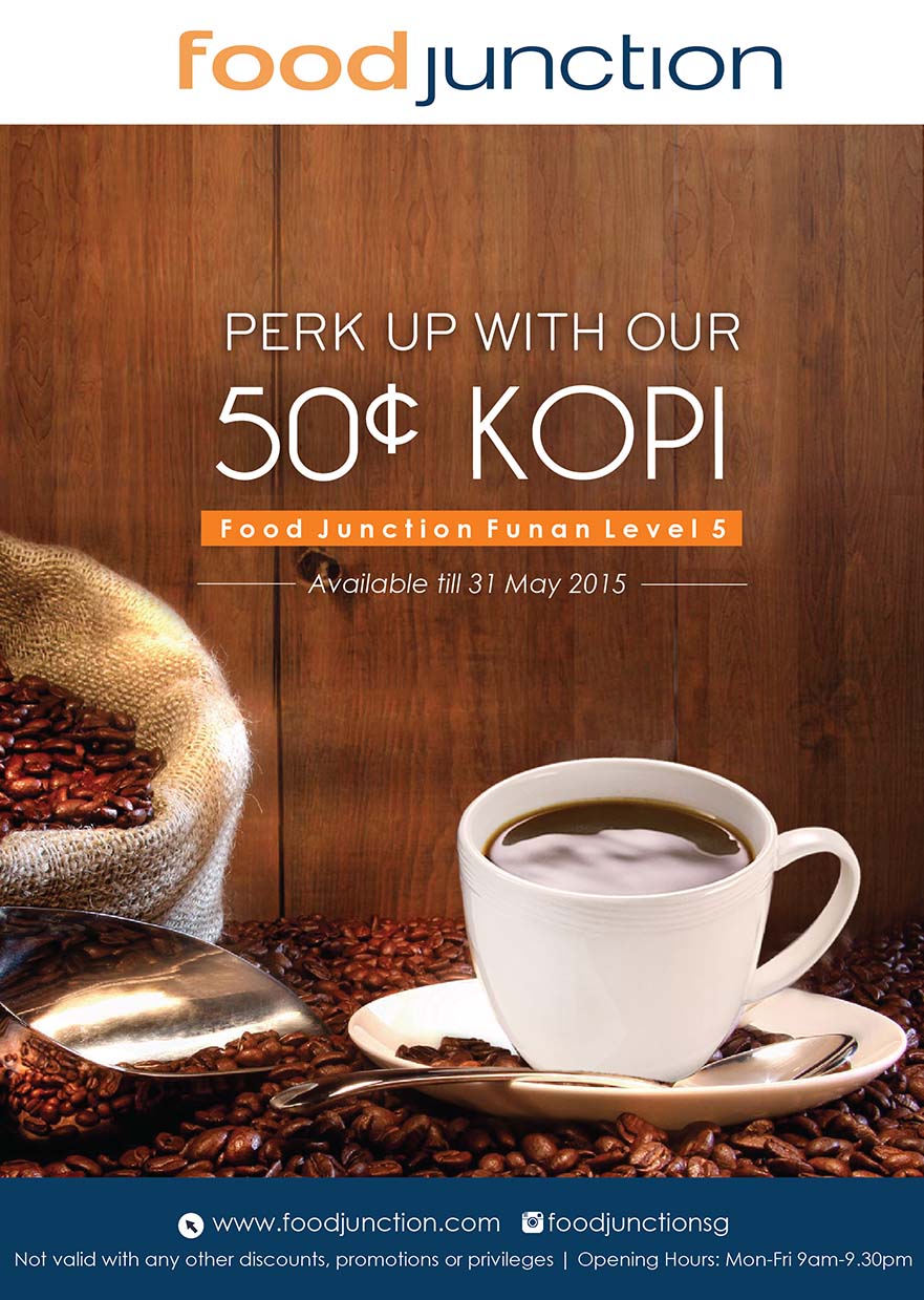 Food Junction Funan Mall now offering the cheapest coffee at just 50c