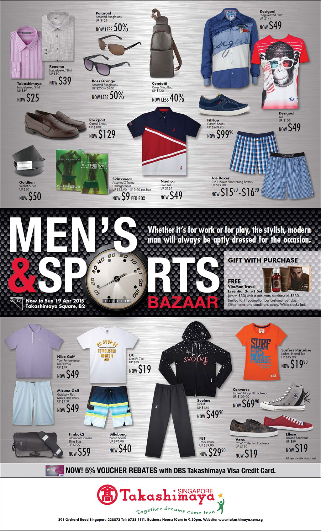 Takashimaya Men's & Sports Bazaar will run for a couple of weeks
