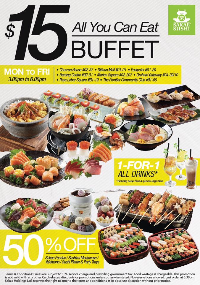 Sakae Sushi to serve 15 TeaTime Buffet at 8 selected restaurants