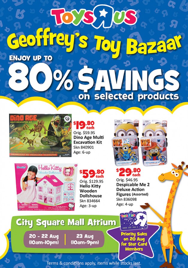 Enjoy up to 80 savings at Toys''R''Us Geoffrey's Toy Bazaar Great Deals Singapore