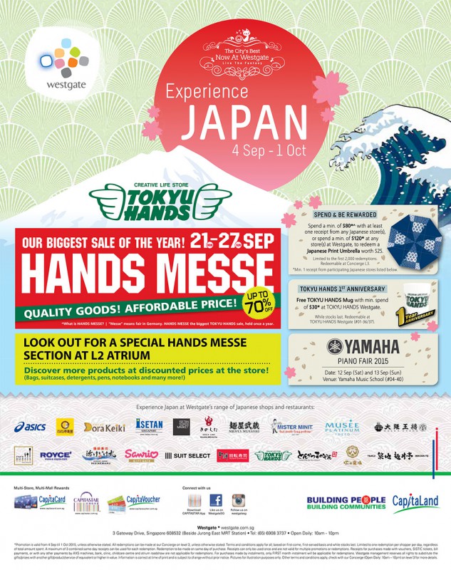 Experience Japan at Wesgate this September month Great Deals Singapore