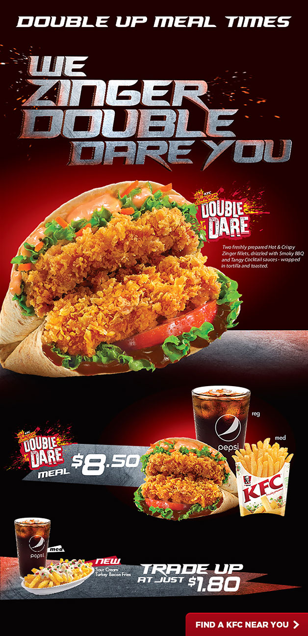 KFC challenges you with its new Zinger Double Dare Tortilla Burger