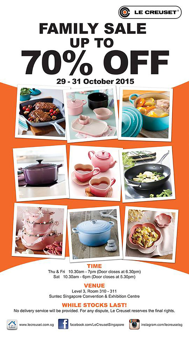 Le Creuset Family Sale returns this week at Suntec with up to 70 off