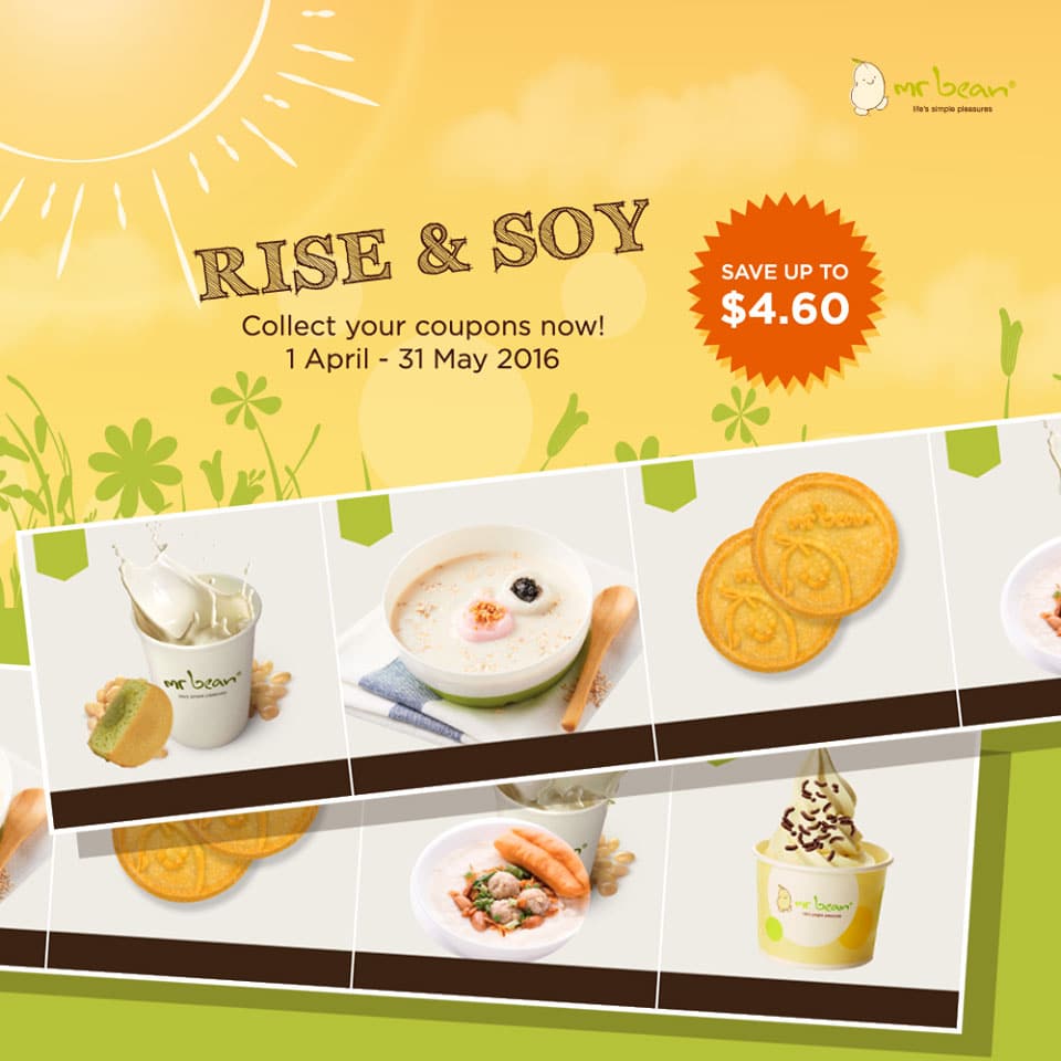Here are Mr Bean latest 'Rise & Soy' Discount Coupons for April & May