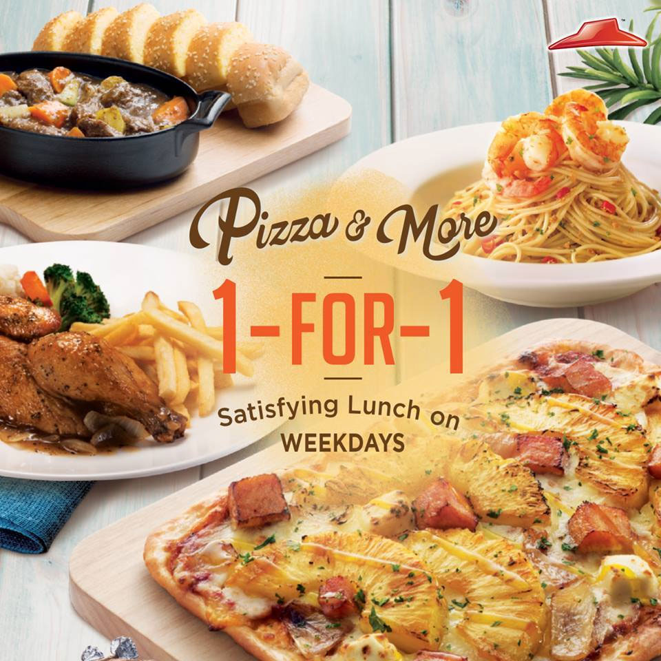 Pizza Hut Weekdays Lunch Promotion 1for1 on Pizzas, Pastas, Baked