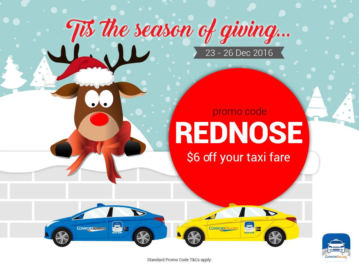 Another Christmas promo code from ComfortDelGro 6 off taxi rides this
