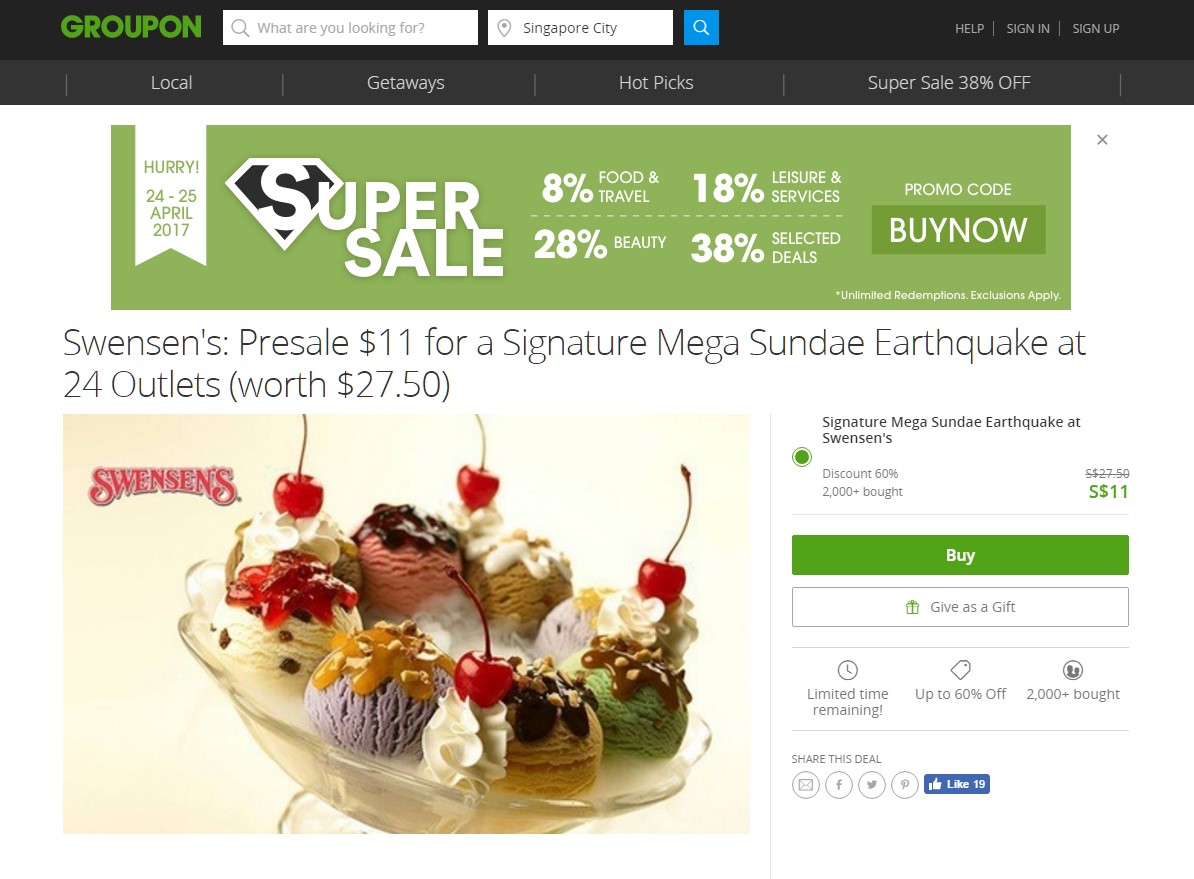 Here's how to redeem Swensen's Signature Mega Sundae Earthquake for