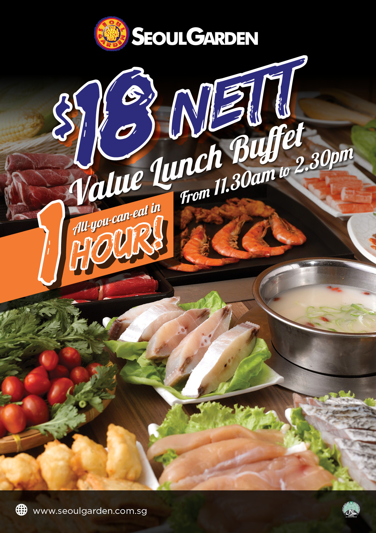 Pay just 18 nett for buffet at Seoul Garden during lunch hours this