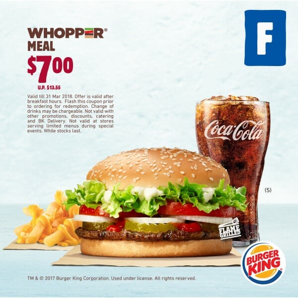 Burger King latest discounts coupons are here! Up to 50% off meal deals valid till March 31