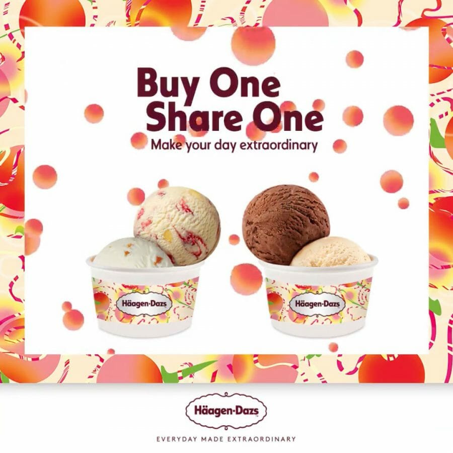 HaagenDazs offers new Peach Flavours with 1for1 Double Scoops