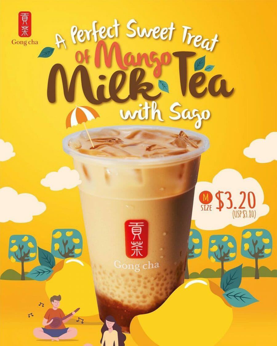 Gong Cha S'pore adds new 'Mango Milk Tea with Sago' drink to their menu