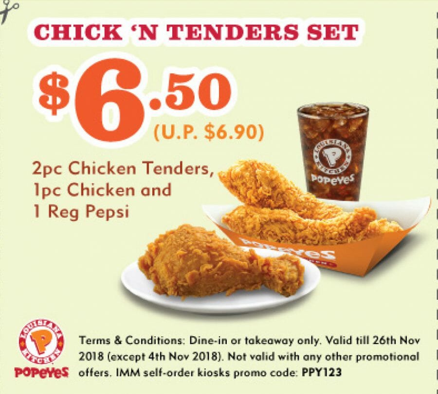 Here are Popeyes S'pore latest Discount Coupons you can use till