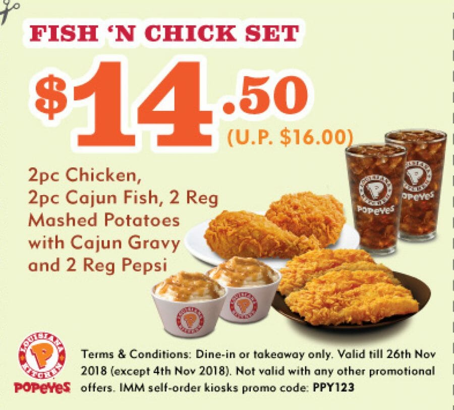 Here are Popeyes S'pore latest Discount Coupons you can use till