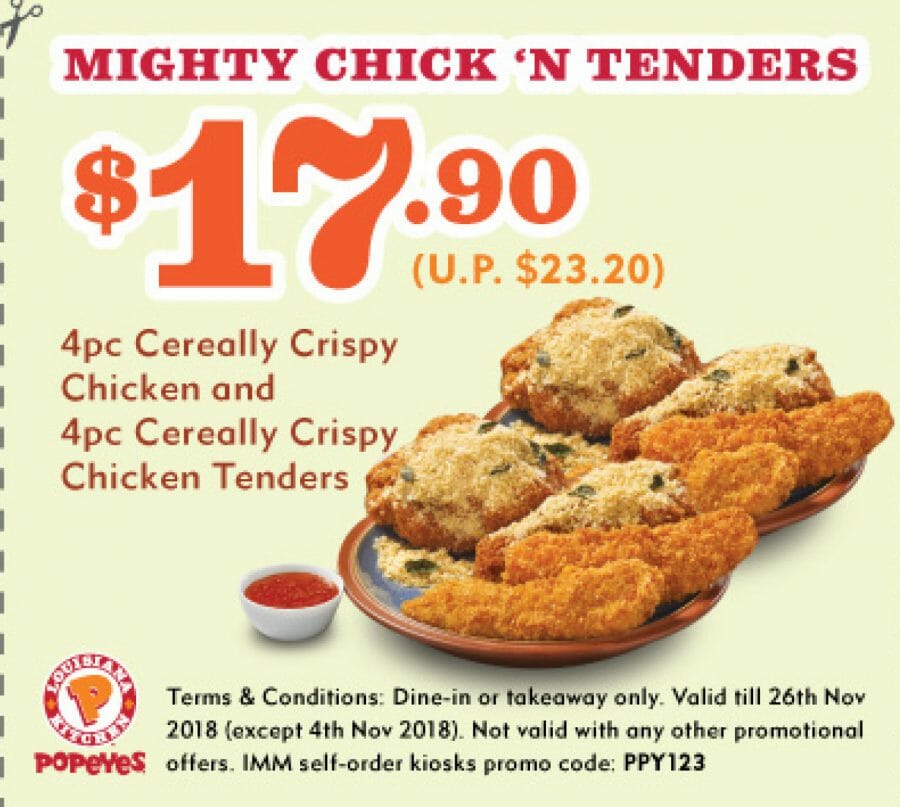 Here are Popeyes S'pore latest Discount Coupons you can use till