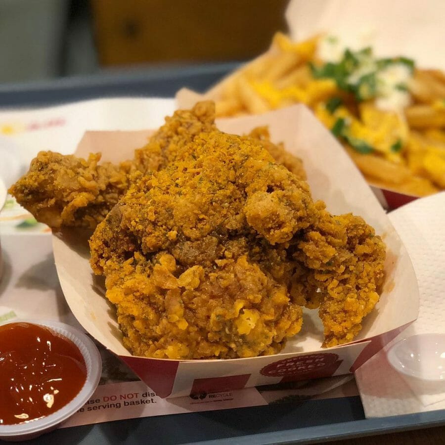 KFC S'pore 'Goldspice Chicken' coated with salted egg and curry leaves