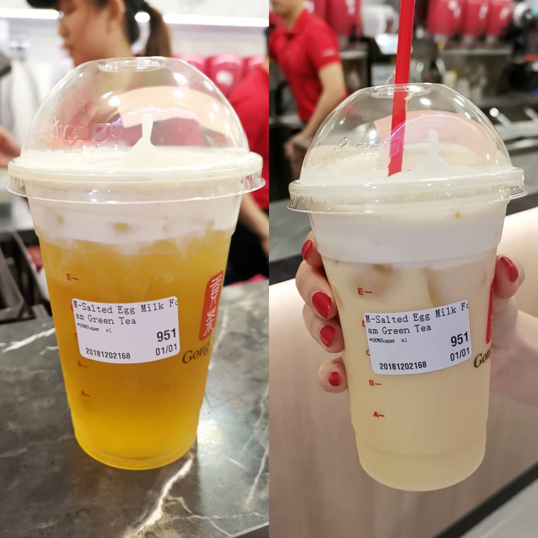 Gong Cha made a Golden Salted Egg Milk Foam Tea this Christmas and we