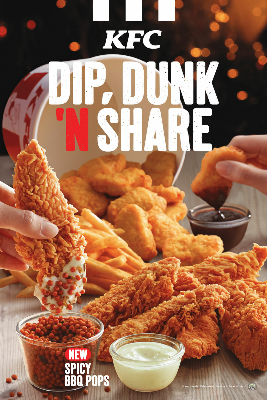 KFC's new sharing bucket has 'Spicy BBQ Pops' that you can doubledip