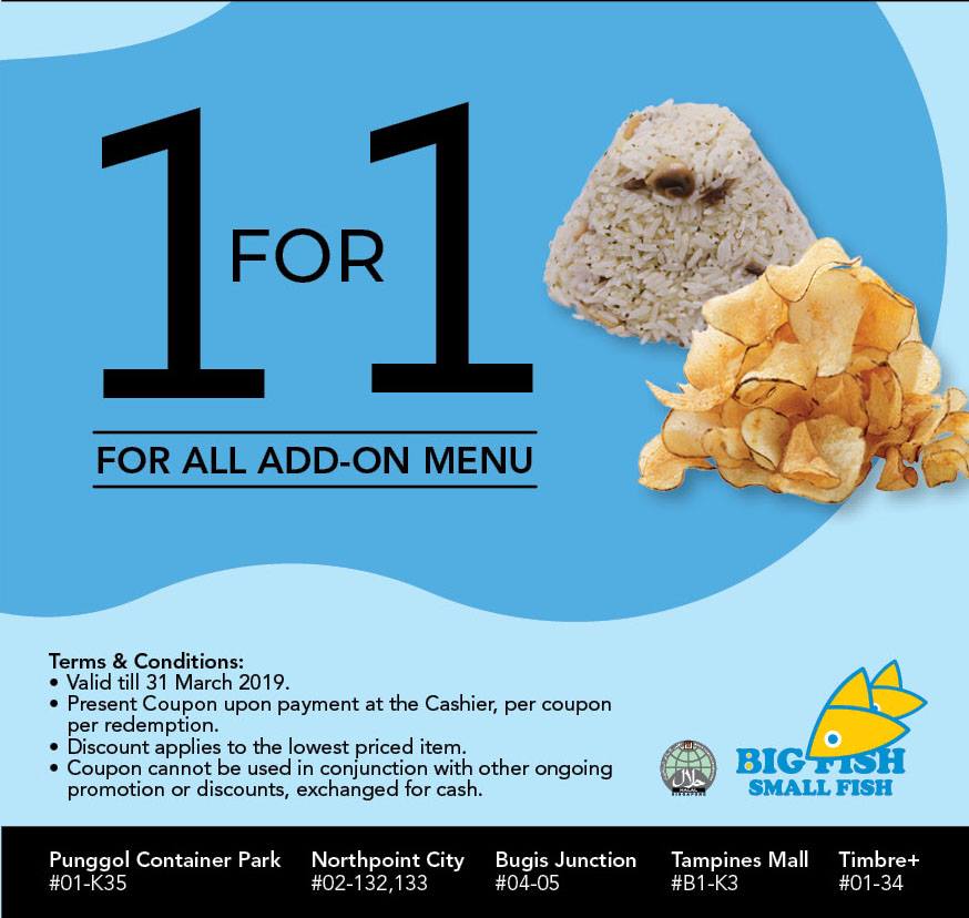 Here are Big Fish Small Fish latest coupons with 1 Fish & Crisps, 1