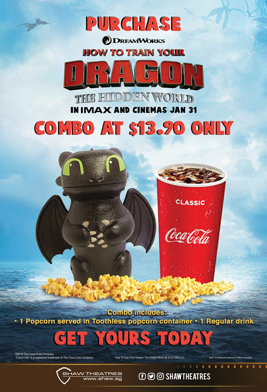 shaw theatres  selling toothless popcorn bucket   previously