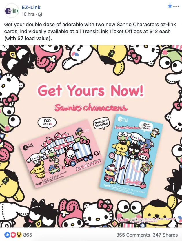 New Ez Link Card Filled With Adorable Sanrio Characters Now Available At Transitlink Ticket Offices At 12 Each Great Deals Singapore