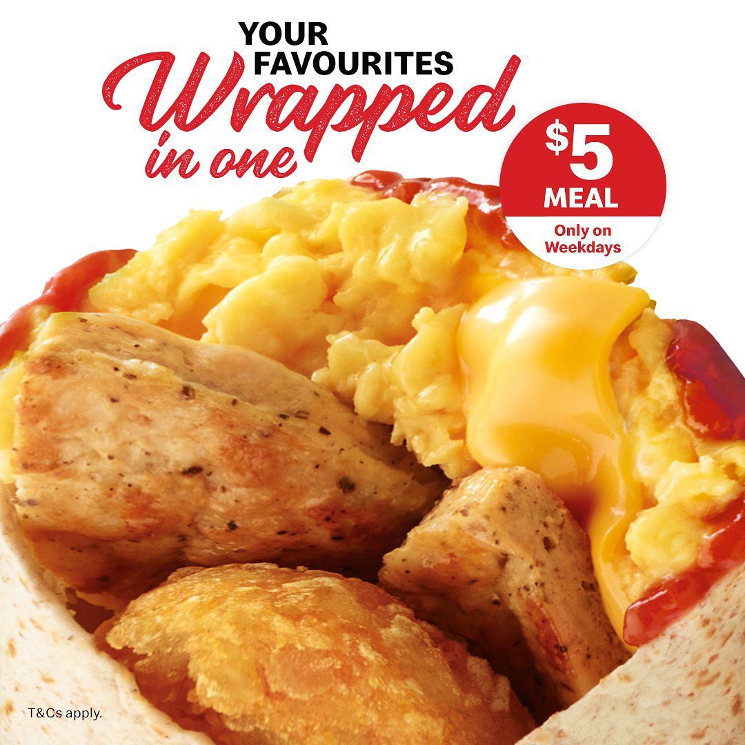 McDonald's Breakfast Wrap Chicken Sausage Meal now only S5 on weekdays for a limited time