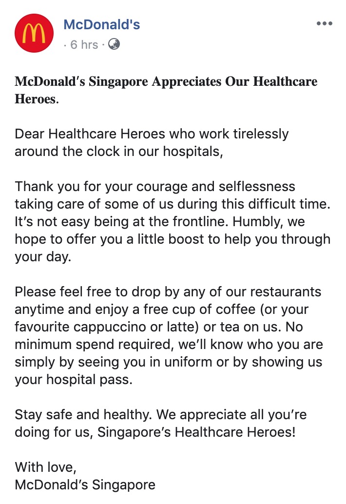 McDonald's giving away Free Coffee for Healthcare Workers, available