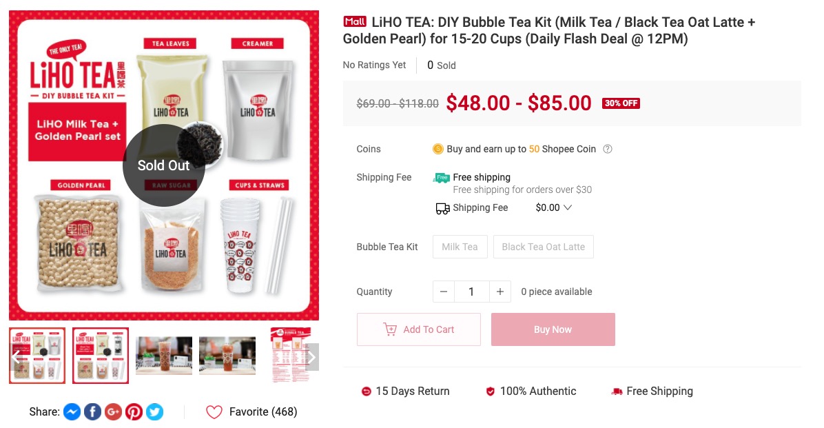 LiHO S'pore now selling DIY Bubble Tea Kits online so you can still