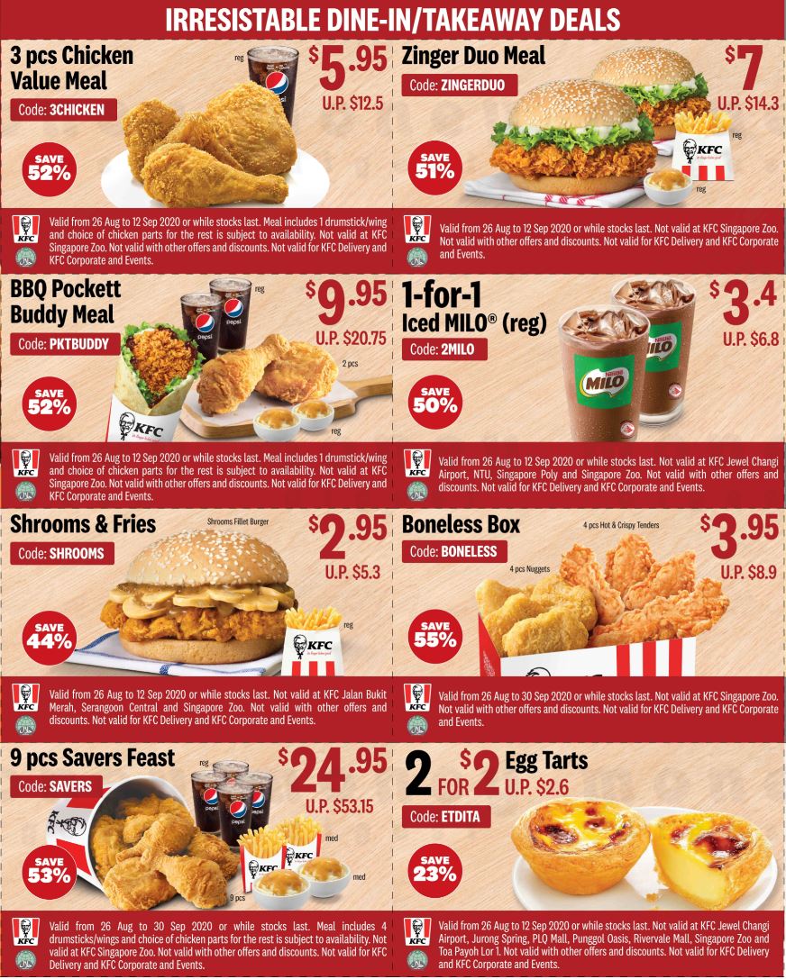 KFC S'pore has 18 Discount &amp; 1-for-1 Coupons up to 68% off for Delivery ...