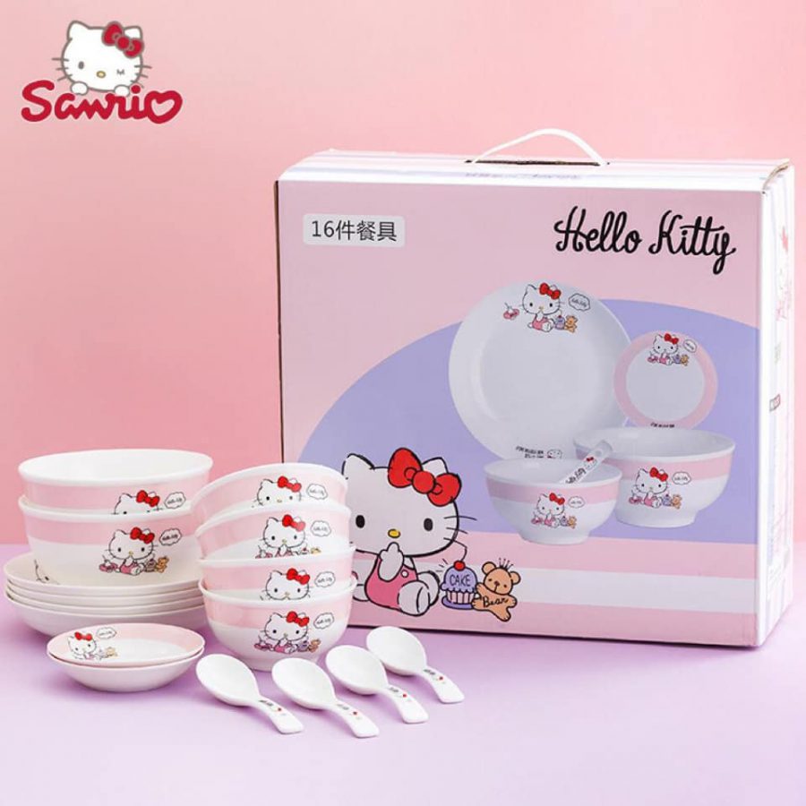 Authentic 16pc Hello Kitty Ceramic Tableware Set priced at 55