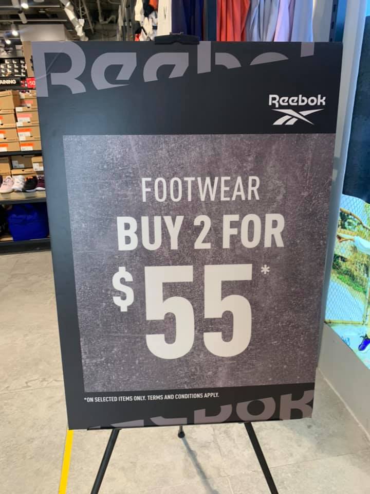 Reebok Outlet in IMM has 2 for S$55 Footwear Sale, means you pay less ...