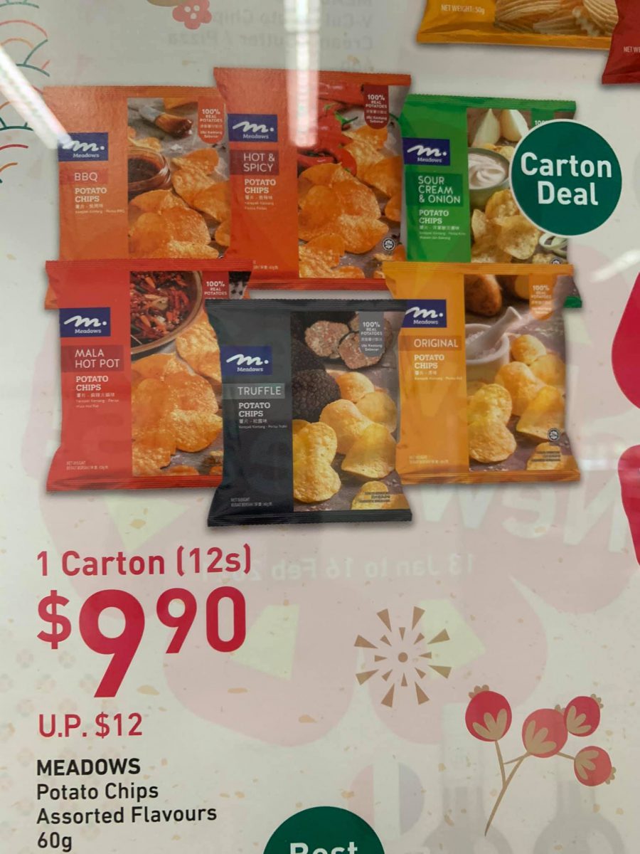 7Eleven selling cartons of 12pack Meadows Potato Chips for S9.90