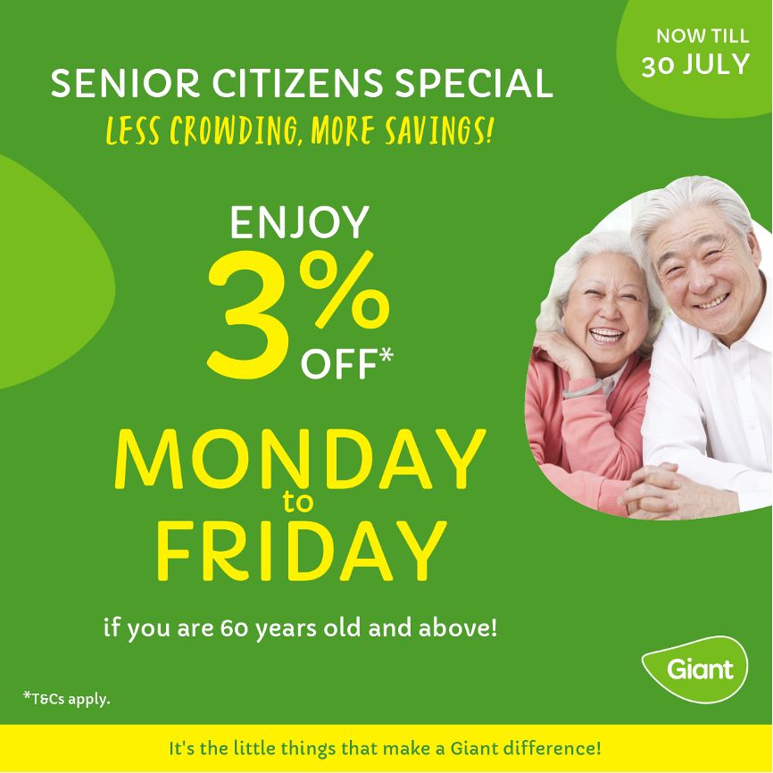 Supermarket chain Giant extends Senior Citizens Discounts from Tuesday