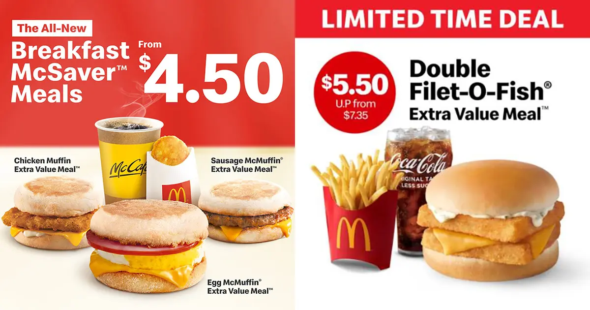Mcdonald S Now Has Breakfast Mcsaver Meals And Double Filet O Fish Meal From 4 50 For A Limited Time Great Deals Singapore