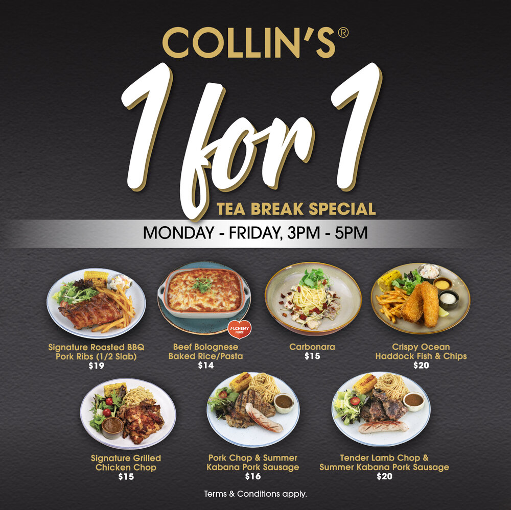 COLLIN’S 1FOR1 Tea Break Promotion means you pay as little as 7 for