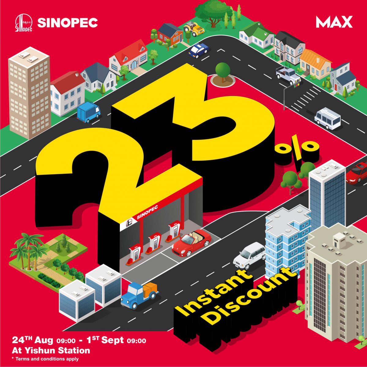 Sinopec Yishun offers 23 Instant Discount on all Petrol & Diesel till Sep 1, no minimum spend