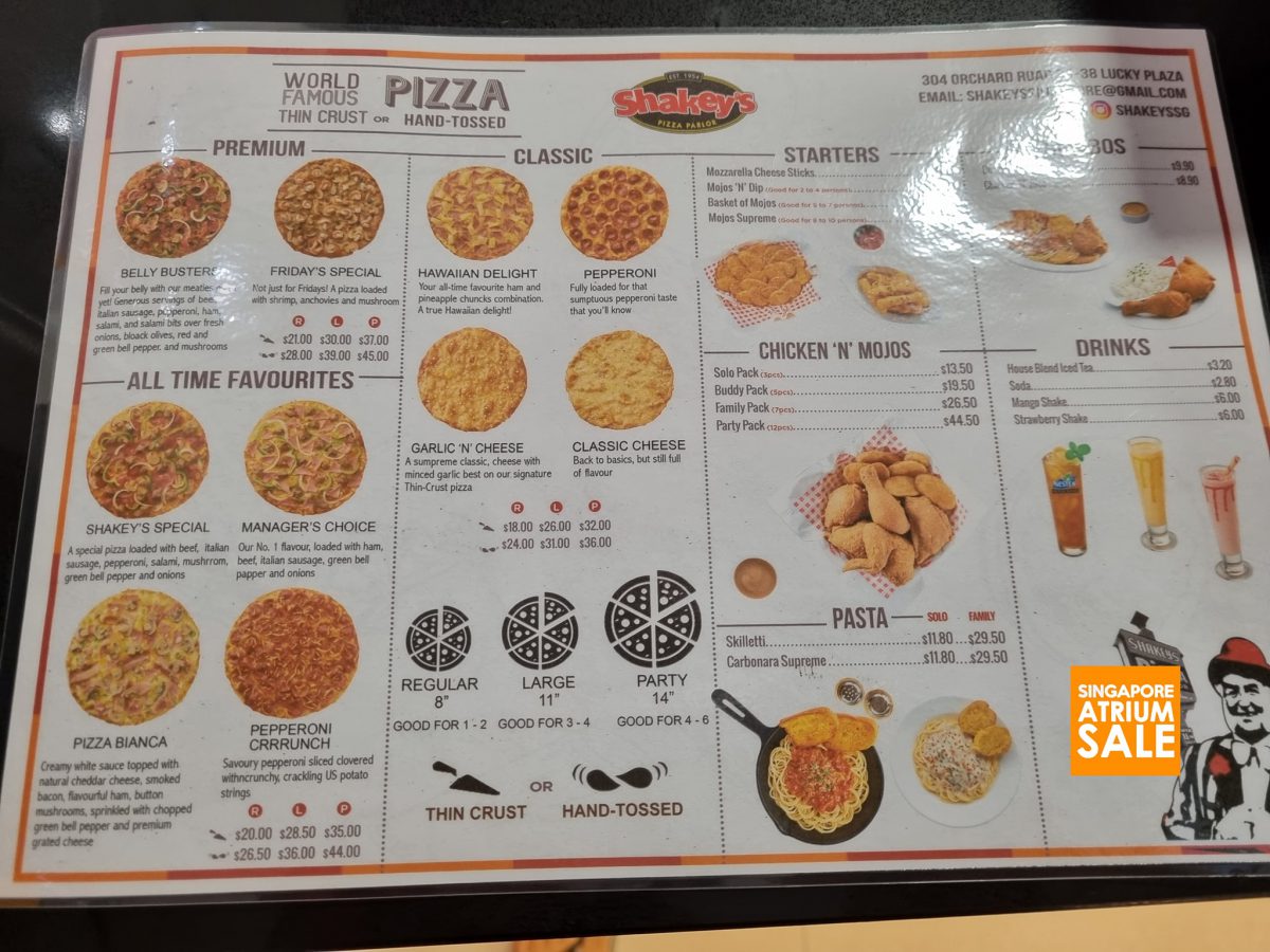 Shakey's Pizza now open in Lucky Plaza, has world-famous thin-crust ...