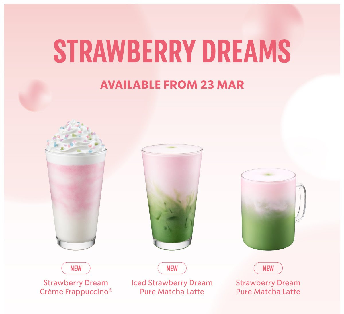 Starbucks launches new Strawberry Latte & Frappuccino Drinks and Dreamy