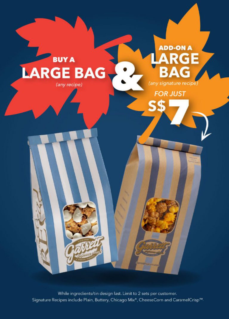 Garrett Popcorn offers 2nd Large Bag in any Signature Flavour for only